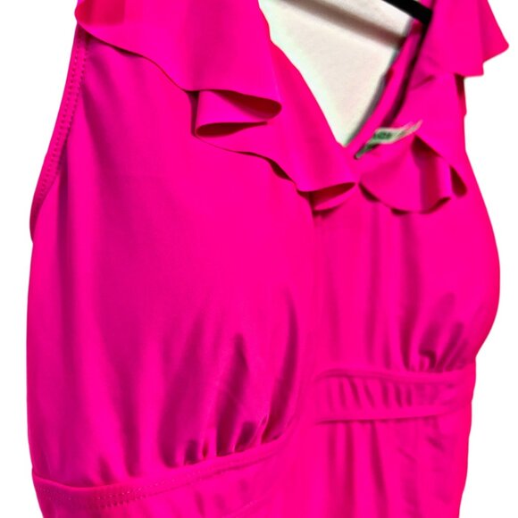 DACI Full Coverage One Piece Swimsuit Ruffle Sleeveless Pull-One Plus Size 24W - Picture 5 of 9